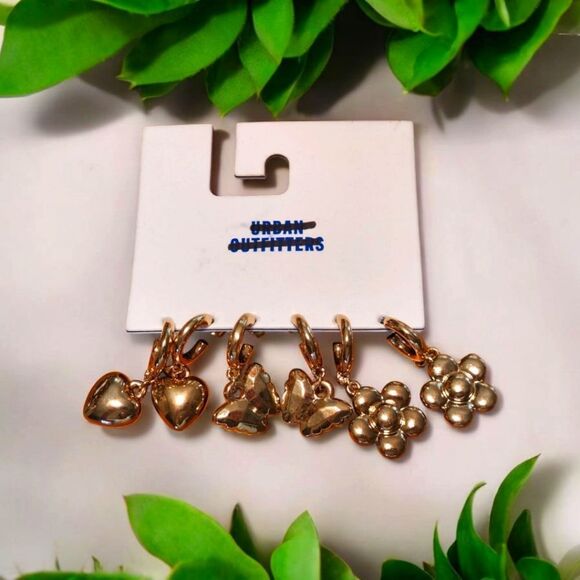 NEW Urban Outfitters Earring Set Gold color 3 Pairs - Picture 1 of 2